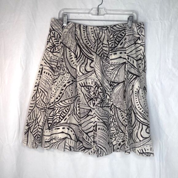 Casual Corner Aline Pleated Skirt 100% Cotton Lined Abstract Boho Size 10 Soft - Picture 10 of 10